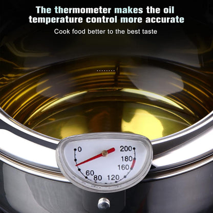 Japanese Style Deep Fryer Pot Stainless Steel with Tong Thermometer Oil Drainer