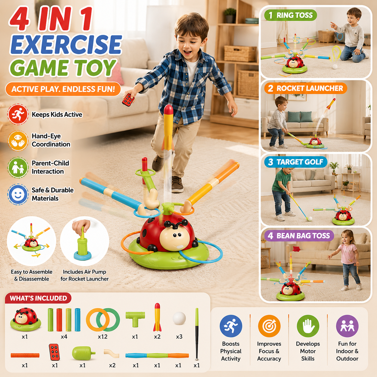 Kids Interactive Balance & Jump Game 4 in 1